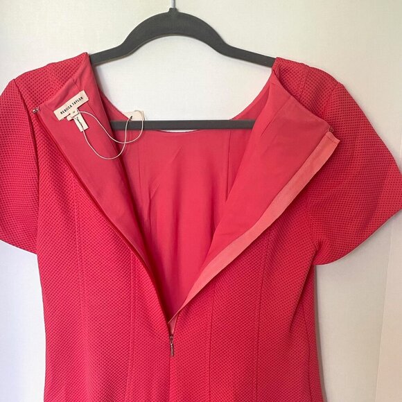 Rebecca Taylor Fit & Flare Dress Womens 12 Pink Short Sleeve Stretch Knit Coral - Picture 6 of 9